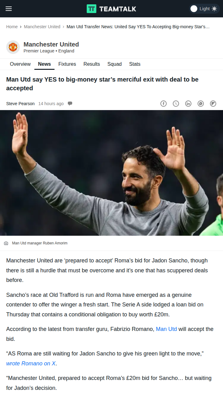 Sancho Saga: Old Trafford Exit Nears