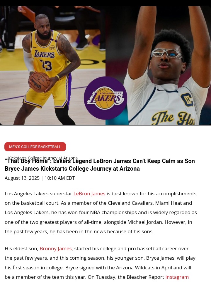 Bryce James’ college debut has Arizona buzzing