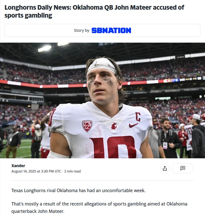 Mateer Gambling Scandal Rocks Sooners