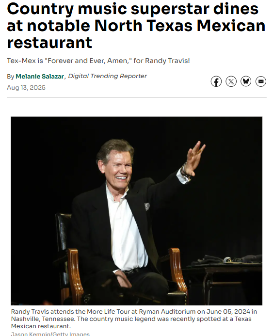 Randy Travis spotted at Fort Worth favorite