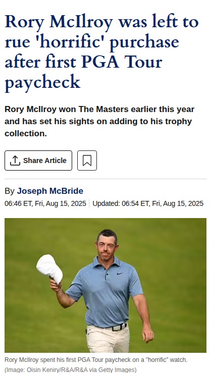 Rory’s Regret: That 'Horrific' First Watch Buy