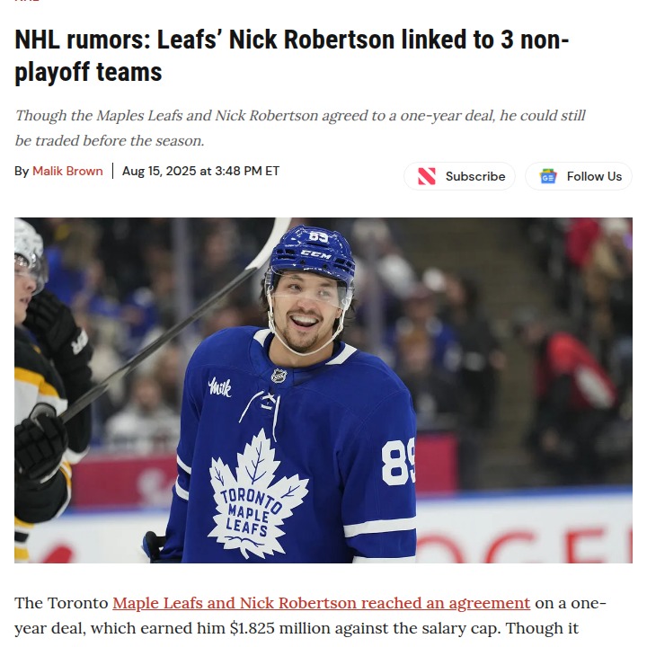 Leafs’ Robo on the Move? Trade Rumors Heat Up