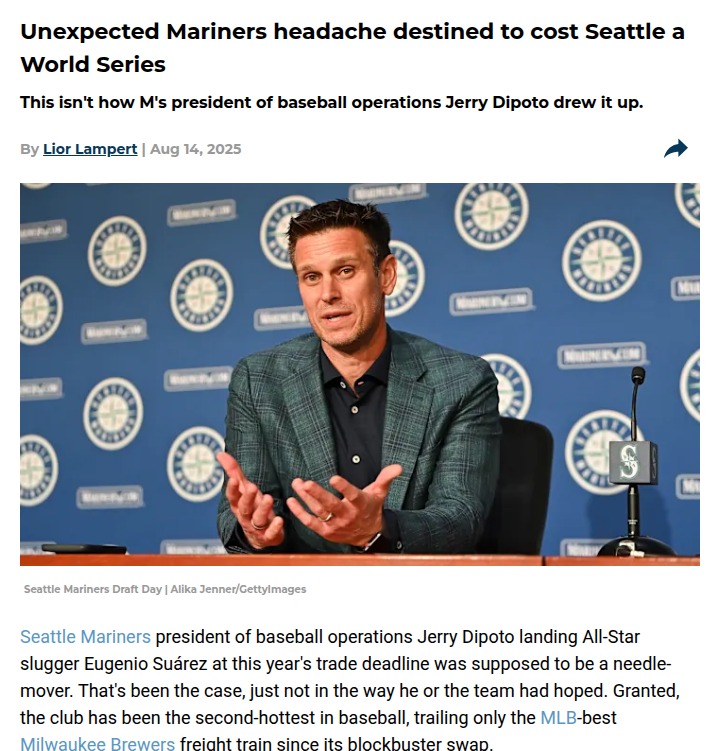 Mariners’ big trade isn’t paying off yet