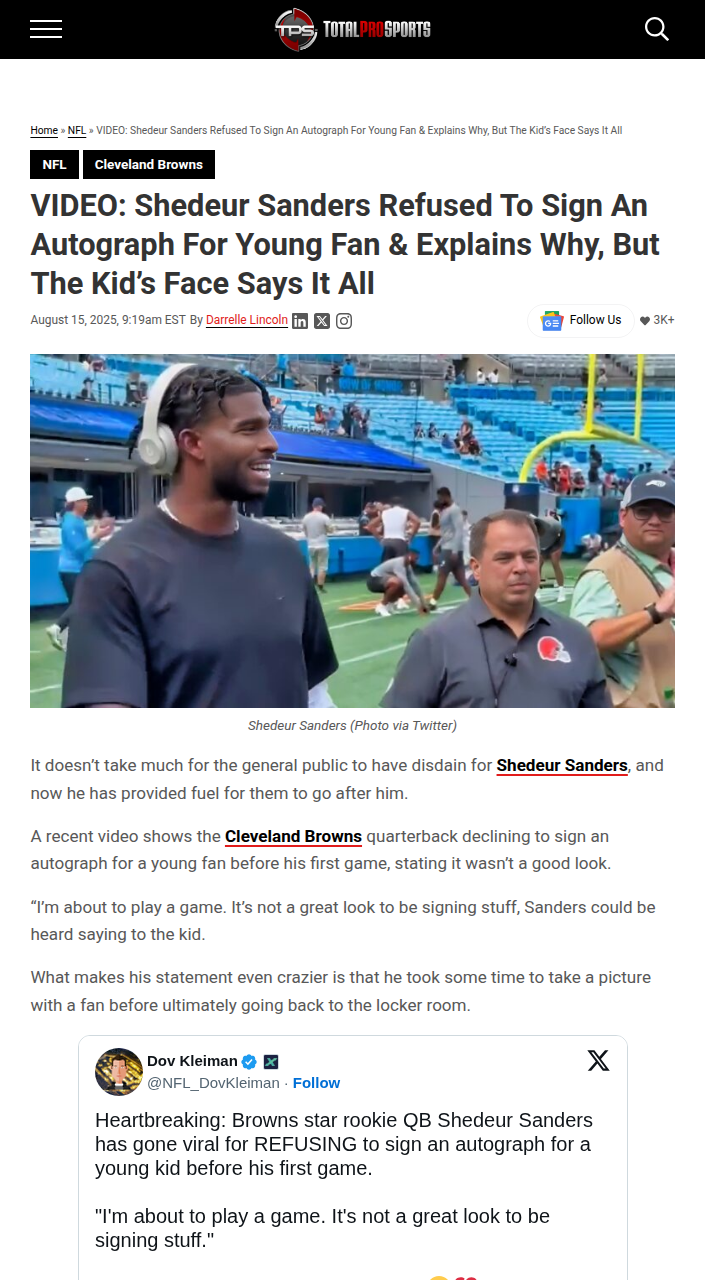 Shedeur Sanders’ Preseason Snub Sparks Debate