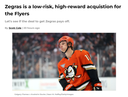 Flyers take a big swing with Zegras trade