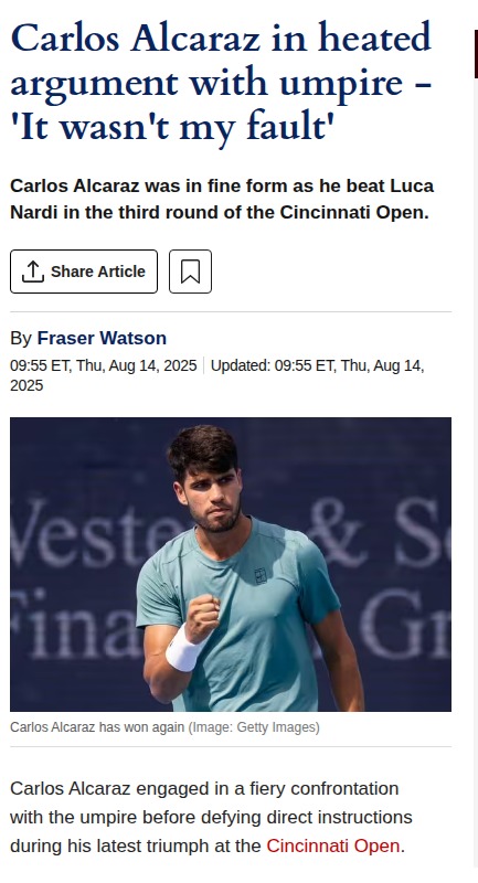 Alcaraz’s Umpire Clash at Cincinnati Open