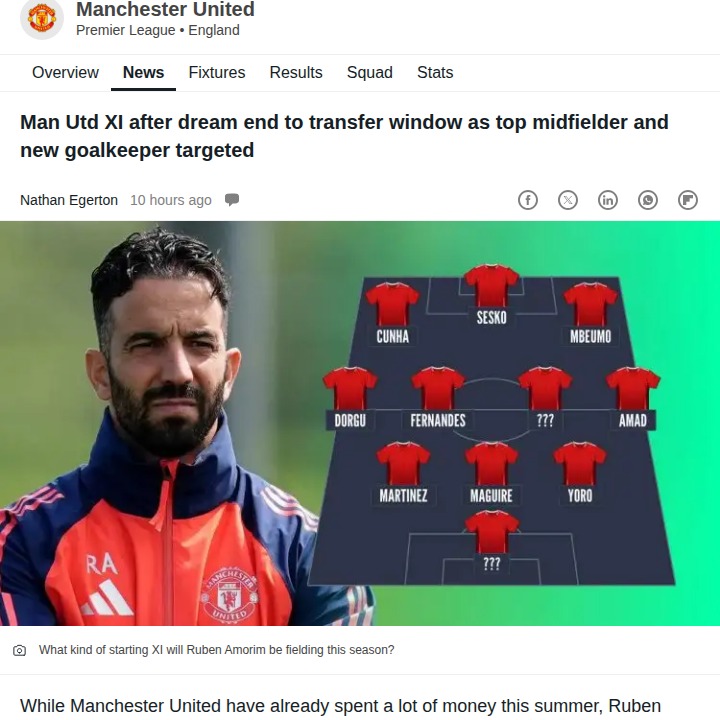 Dream XI: United’s Big Summer Gamble
