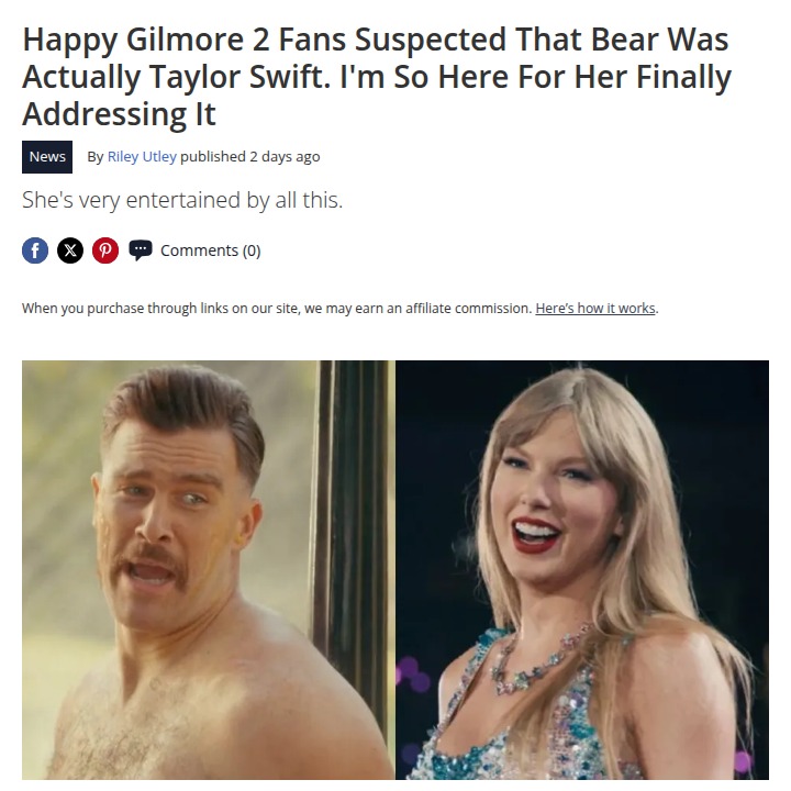 Taylor Swift Bear Rumor in Happy Gilmore 2 🐻