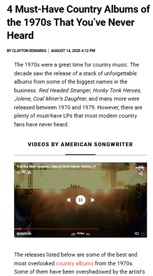 Underrated 70s Country Albums? Plot Twist! 🎸