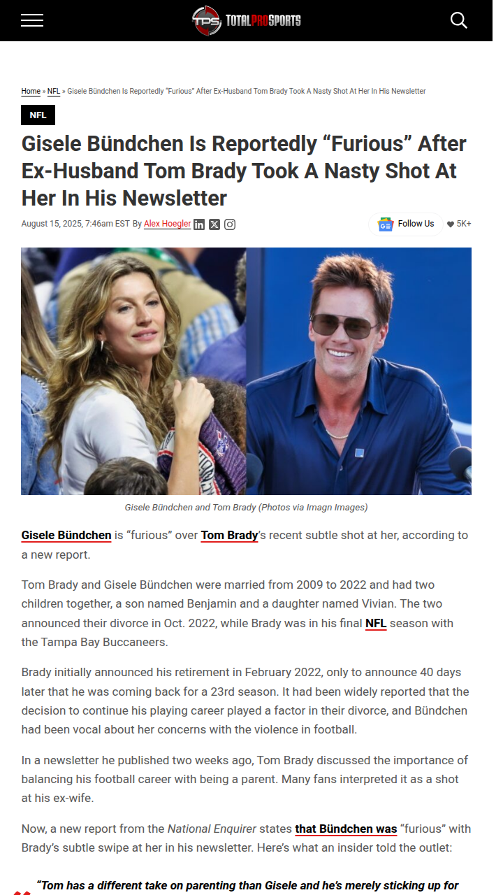 Tom Brady’s Newsletter Shade? 😳