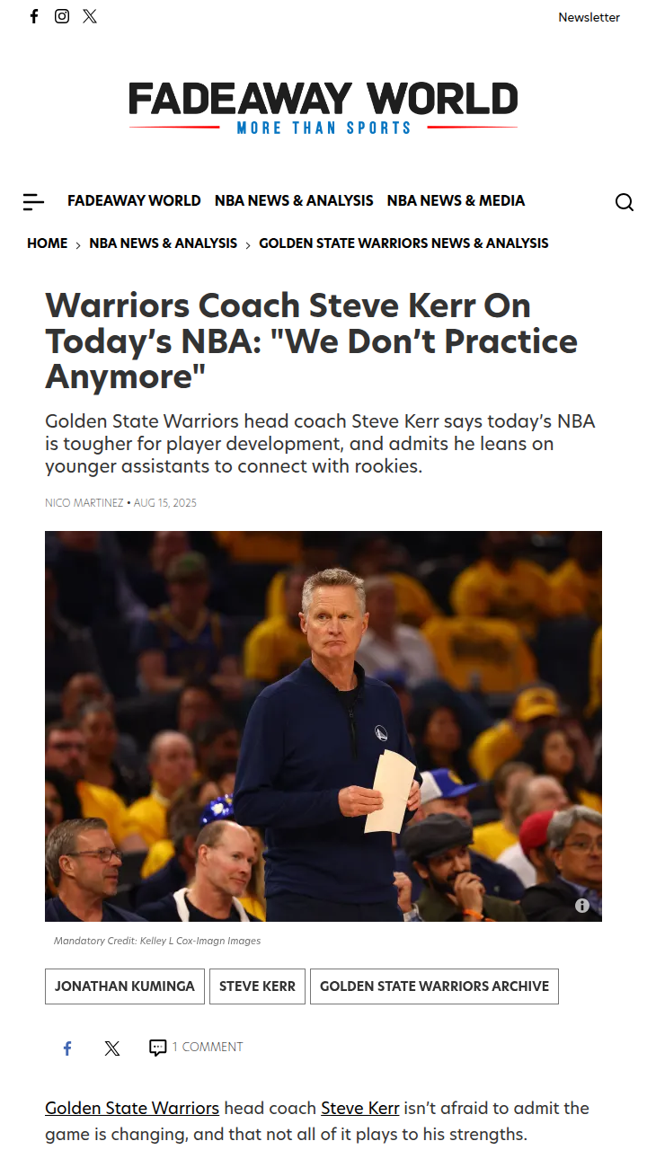 Kerr’s Practice Problem: Warriors’ Next Gen