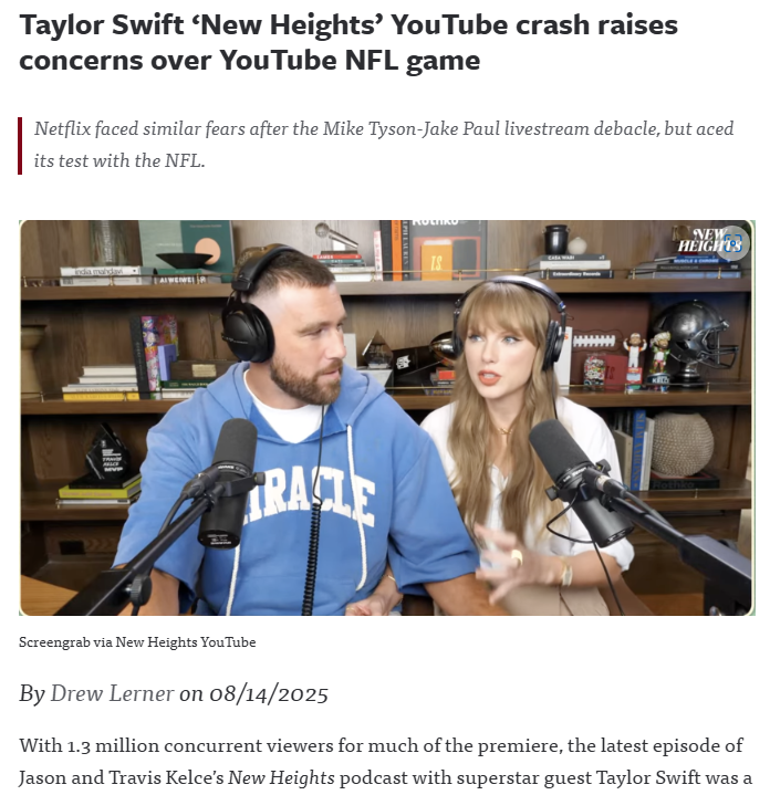 Taylor Swift Crash: Can YouTube Handle NFL?