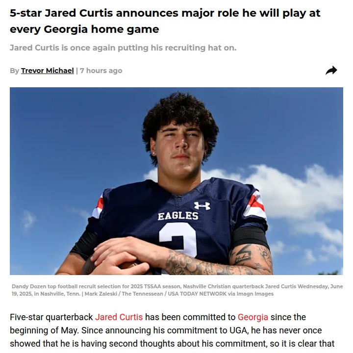 Jared Curtis’ home game commitment fires up Georgia fans