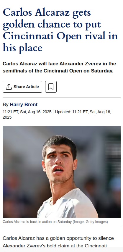 Alcaraz vs Zverev: Cincinnati Showdown