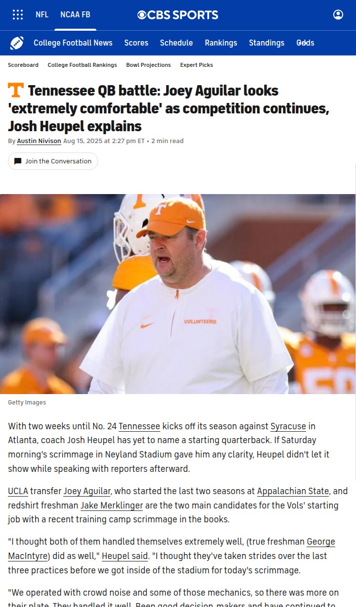 QB battle heats up in Knoxville