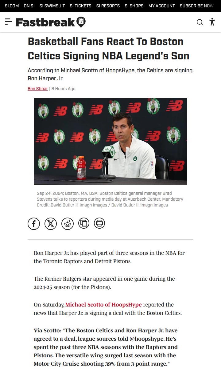Celtics Take a Shot on Harper Jr.—Legend’s Son