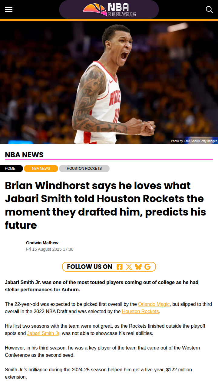 Jabari Smith Jr.’s bold move is paying off in Houston