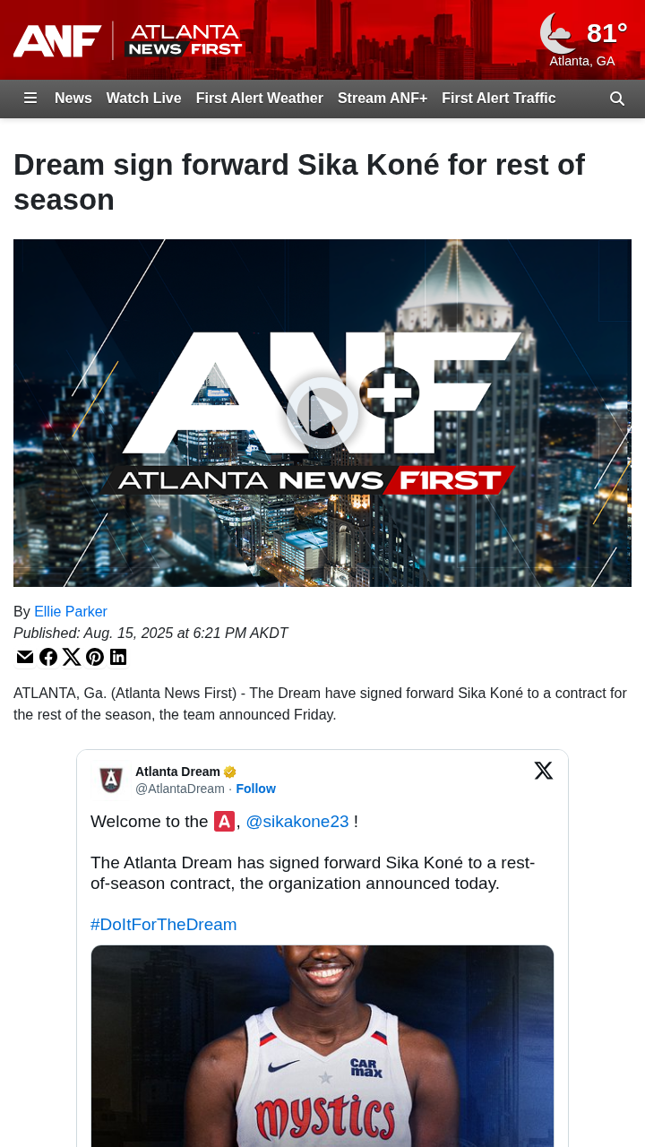Atlanta Dream brings Sika Koné to the squad