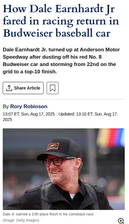 Dale Jr. brings Budweiser nostalgia to Anderson