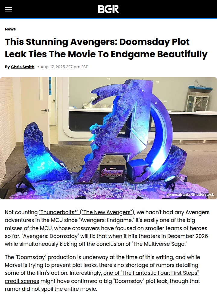 Avengers: Doomsday Leak Connects to Endgame! 🦸‍♂️