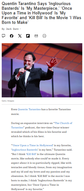 Tarantino Drops Bombshell on His Faves 🎬