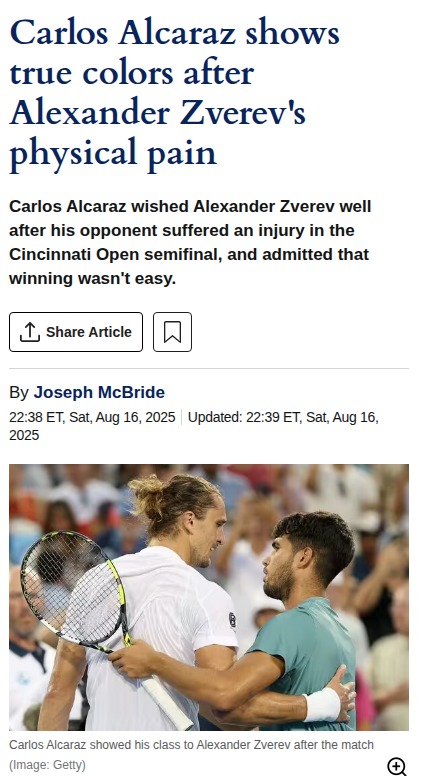 Alcaraz’s Class Shines vs Injured Zverev