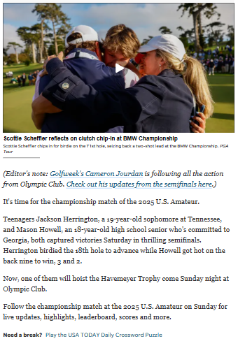 Howell Pulls Ahead in U.S. Amateur Final