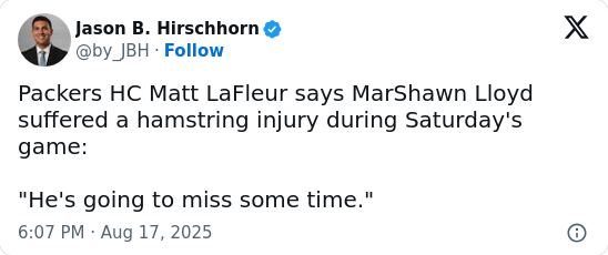 Packers face setback with Lloyd's injury