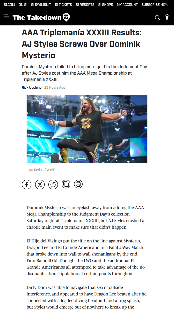 AJ Styles Shakes Up Triplemanía Drama