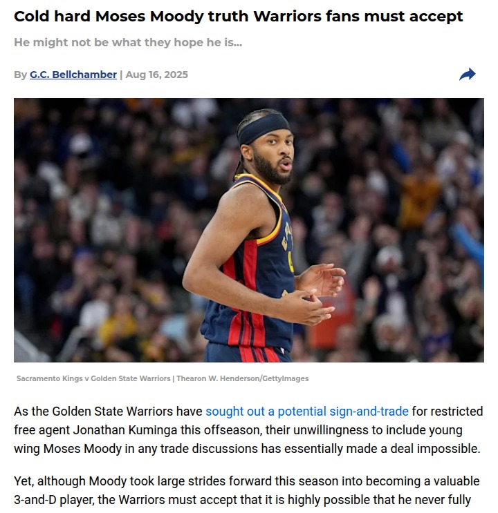 Warriors' Gamble on Moody: Wise or Risky?