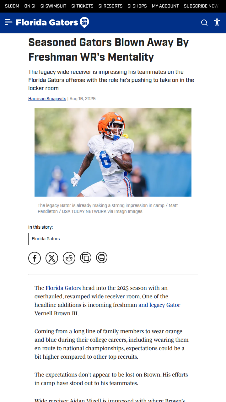 Freshman WR shakes up Gators' lineup