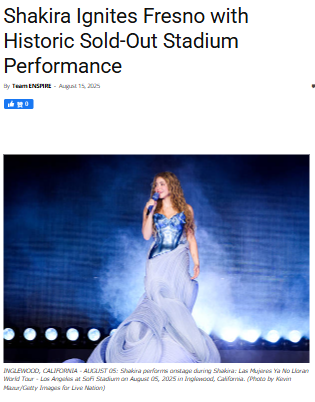Shakira's Fresno concert makes history