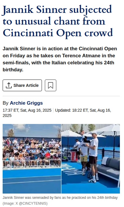 Cincinnati fans surprise Jannik Sinner