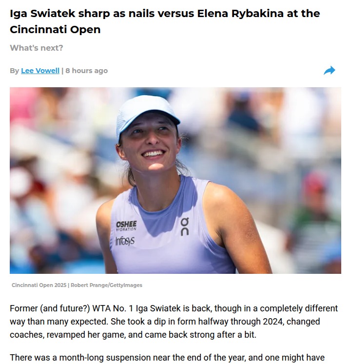 Swiatek's Cincinnati Masterclass