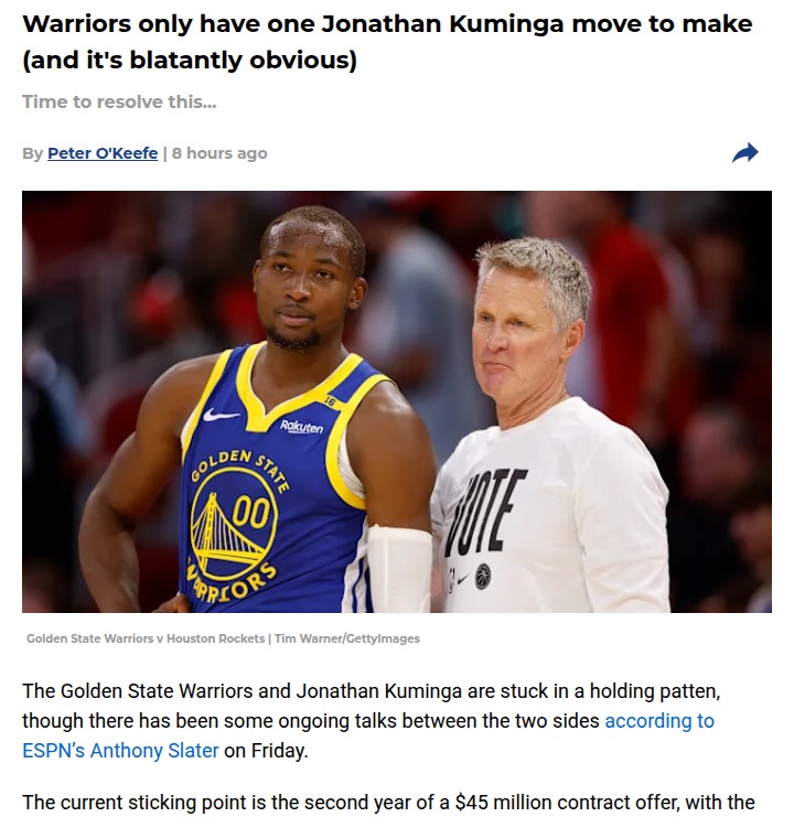 Warriors' Dilemma: Kuminga Contract Clash
