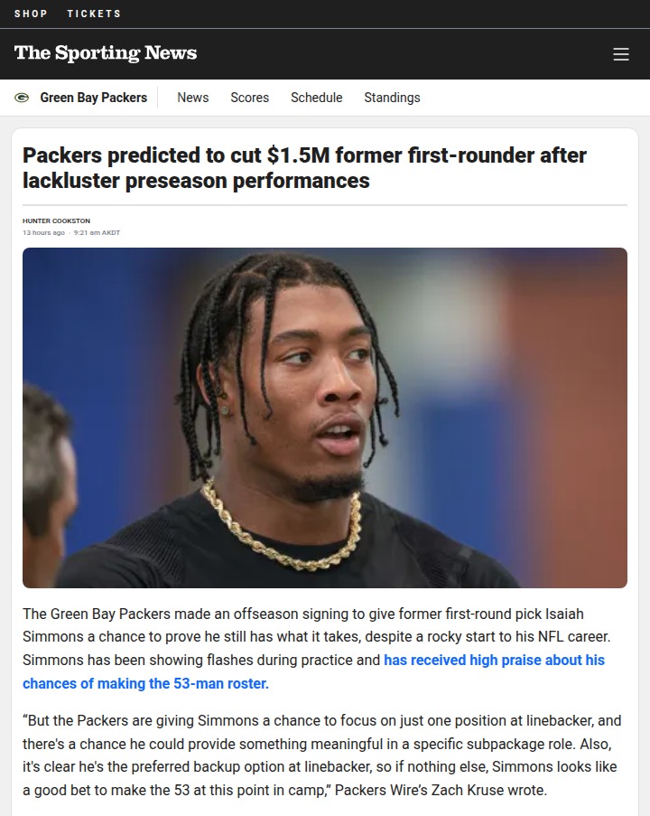 Packers' tough call on Isaiah Simmons