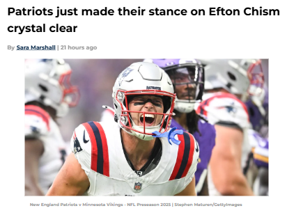Chism Shines in Patriots' Preseason Clash