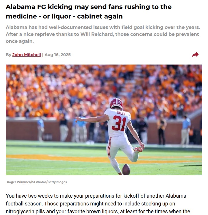 Alabama's field goal drama returns