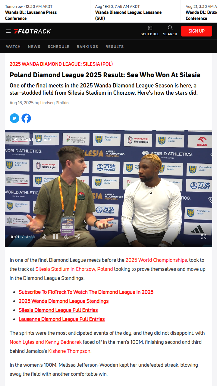 Silesia Showdown: Lyles vs. Bednarek