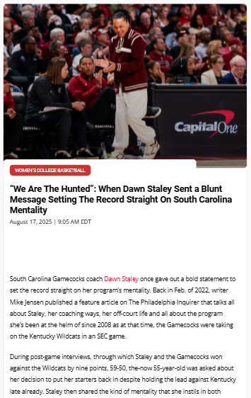 Dawn Staley's fearless Gamecocks mindset
