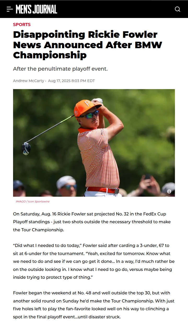 Fowler's Heartbreak at BMW Championship