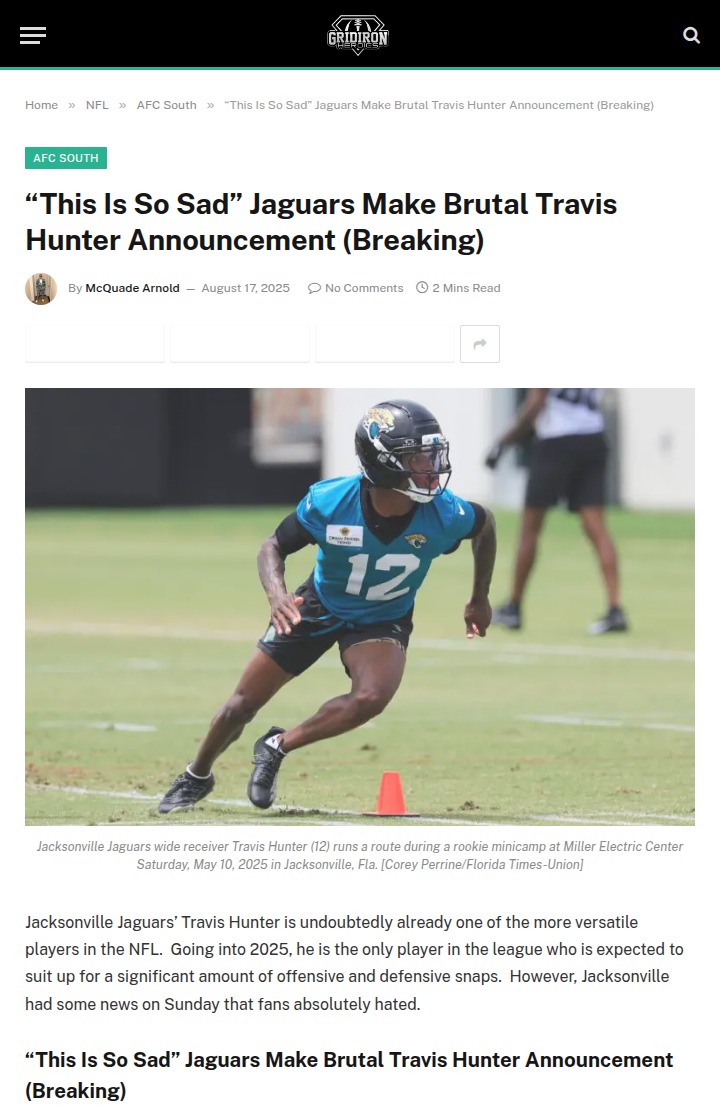 Jaguars' Tough Call on Hunter Stuns Fans