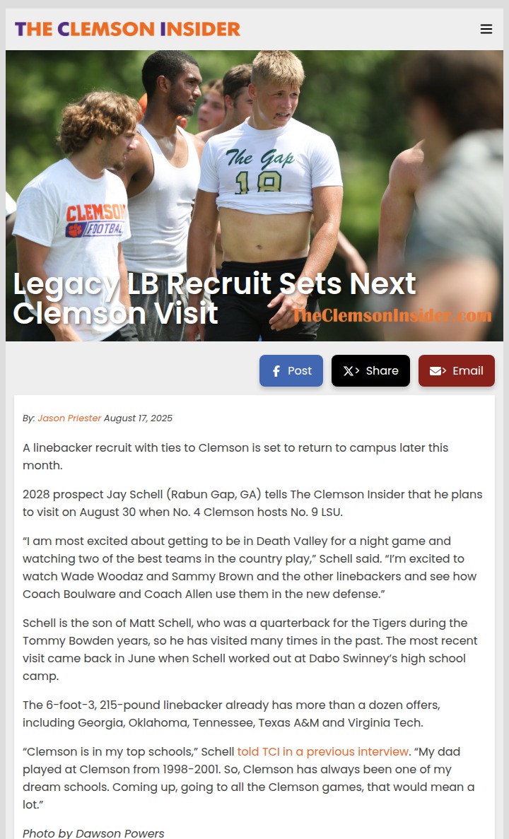 Clemson's Legacy LB Eyes Epic Night Game