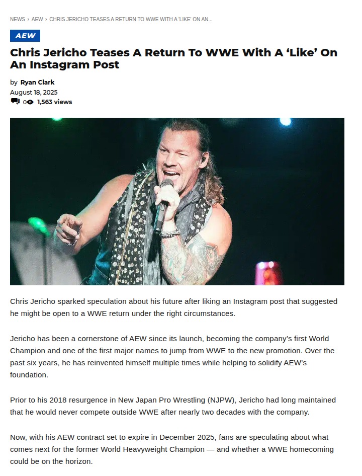 Jericho's WWE Return? Fans Speculate!