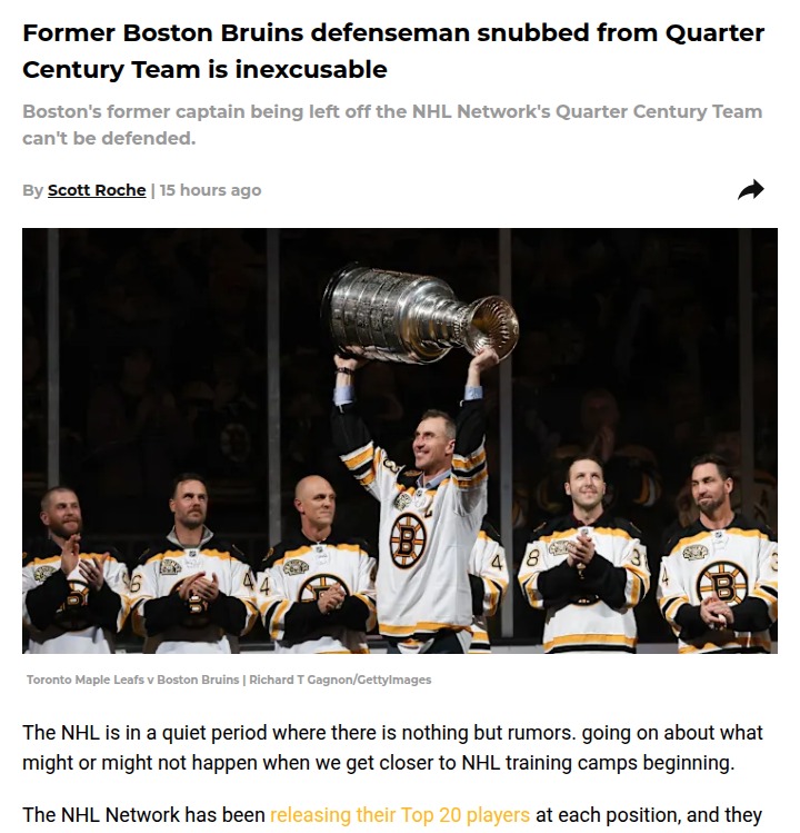 Chara left off NHL’s top defensemen list—again
