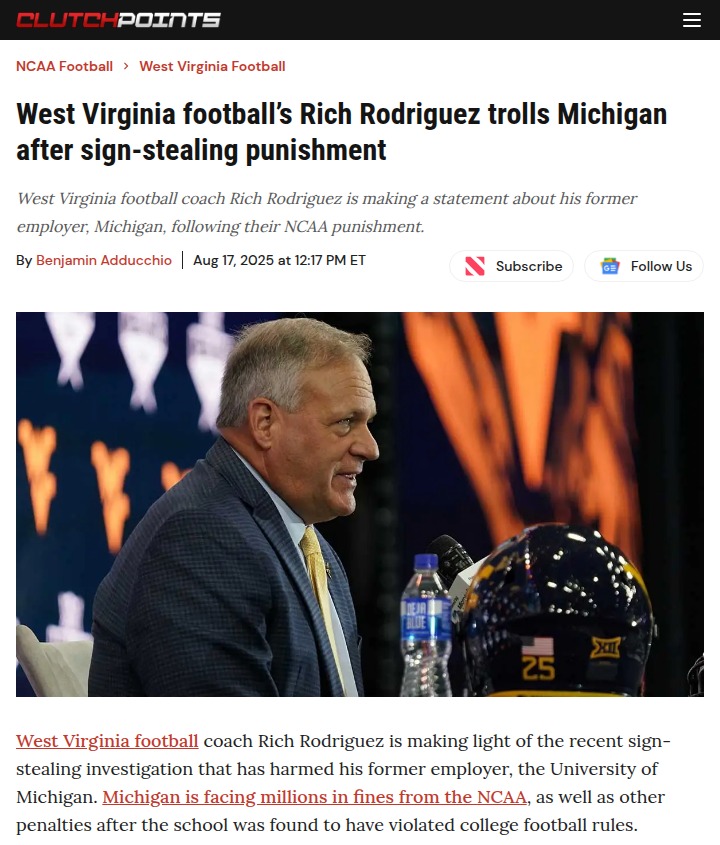 Rodriguez throws shade at Michigan football