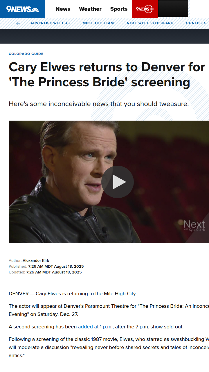 Cary Elwes brings Princess Bride magic to Denver
