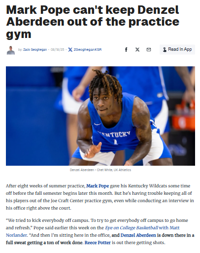 Kentucky’s gym rats: Aberdeen sets the tone