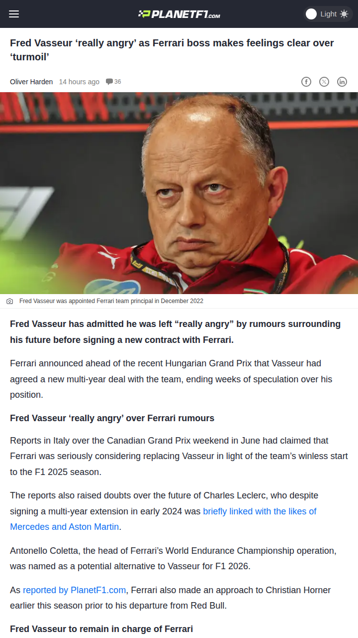 Vasseur Fires Back at Ferrari Rumors
