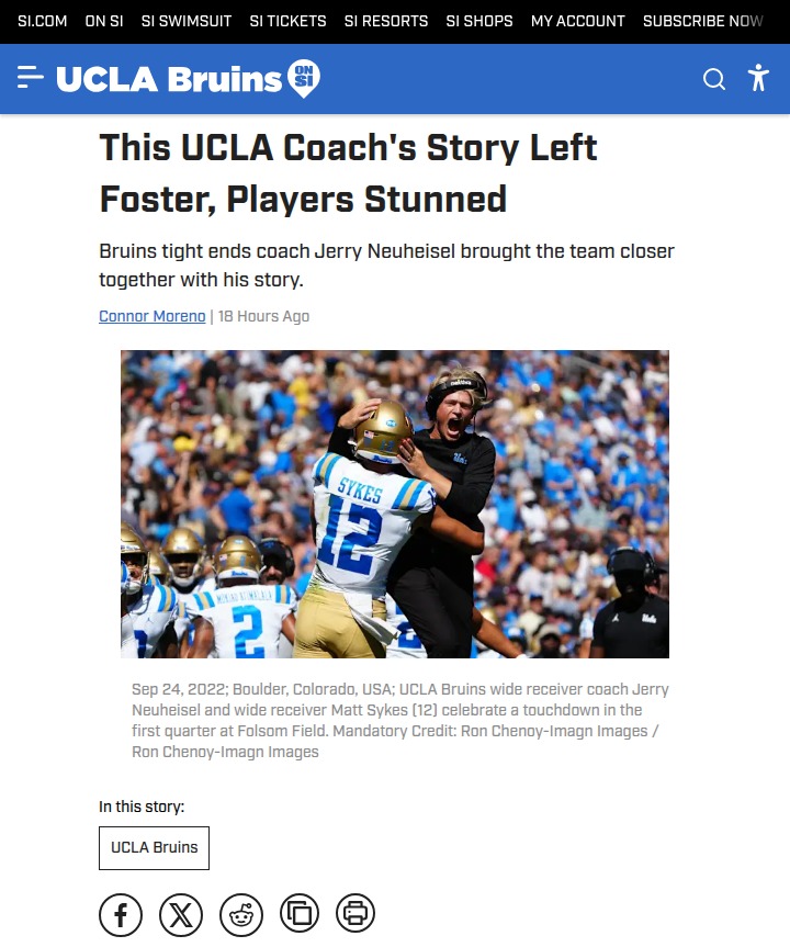 UCLA coach’s emotional story unites team